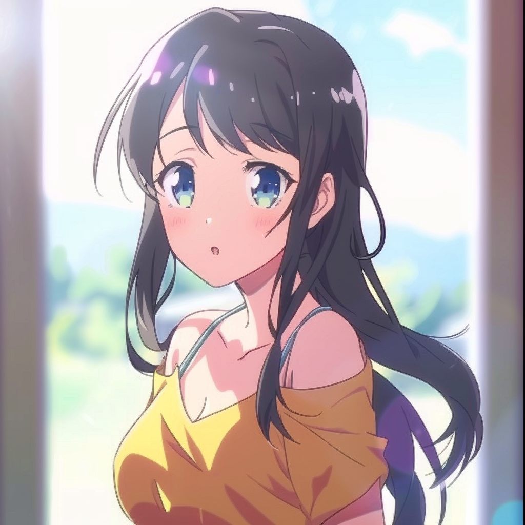 Sunlit anime girl in pastel blur